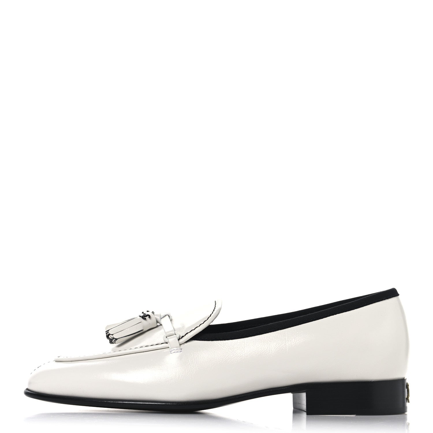 Chanel Calfskin Tassel Moccasin Loafers 38.5 White 1 of 9