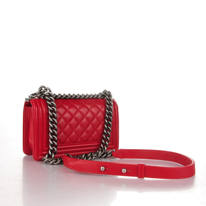 Chanel Lambskin Quilted Small Boy Flap Dark Red 3 of 7
