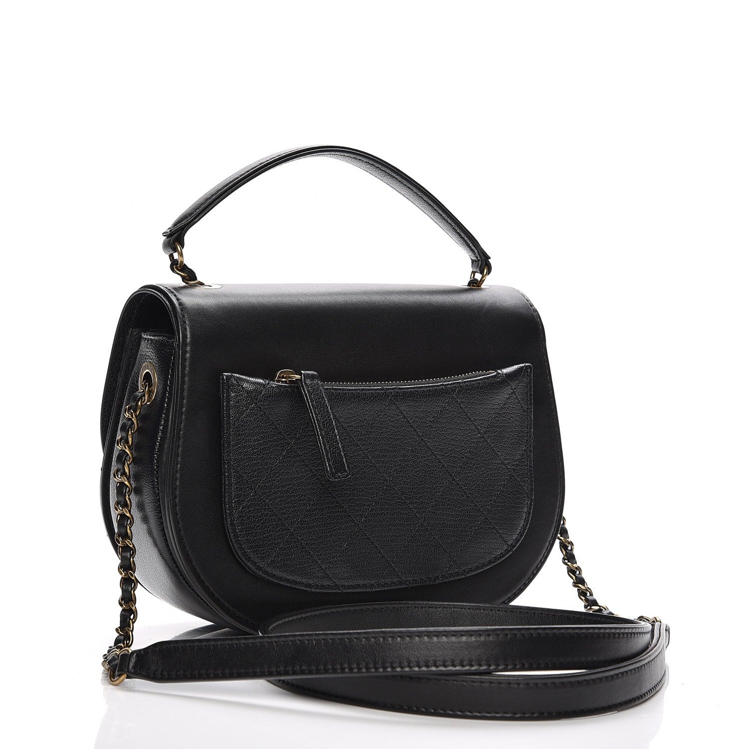 Chanel Shiny Calfskin Goatskin Quilted Small Coco Curve Messenger Flap Black 3 of 8