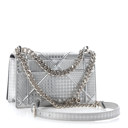 Christian Dior Metallic Patent Micro-Cannage Small Diorama Flap Bag Silver 3 of 8