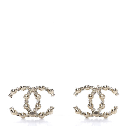Chanel Pearl Crystal Nefertiti CC Earrings Gold 3 of 5