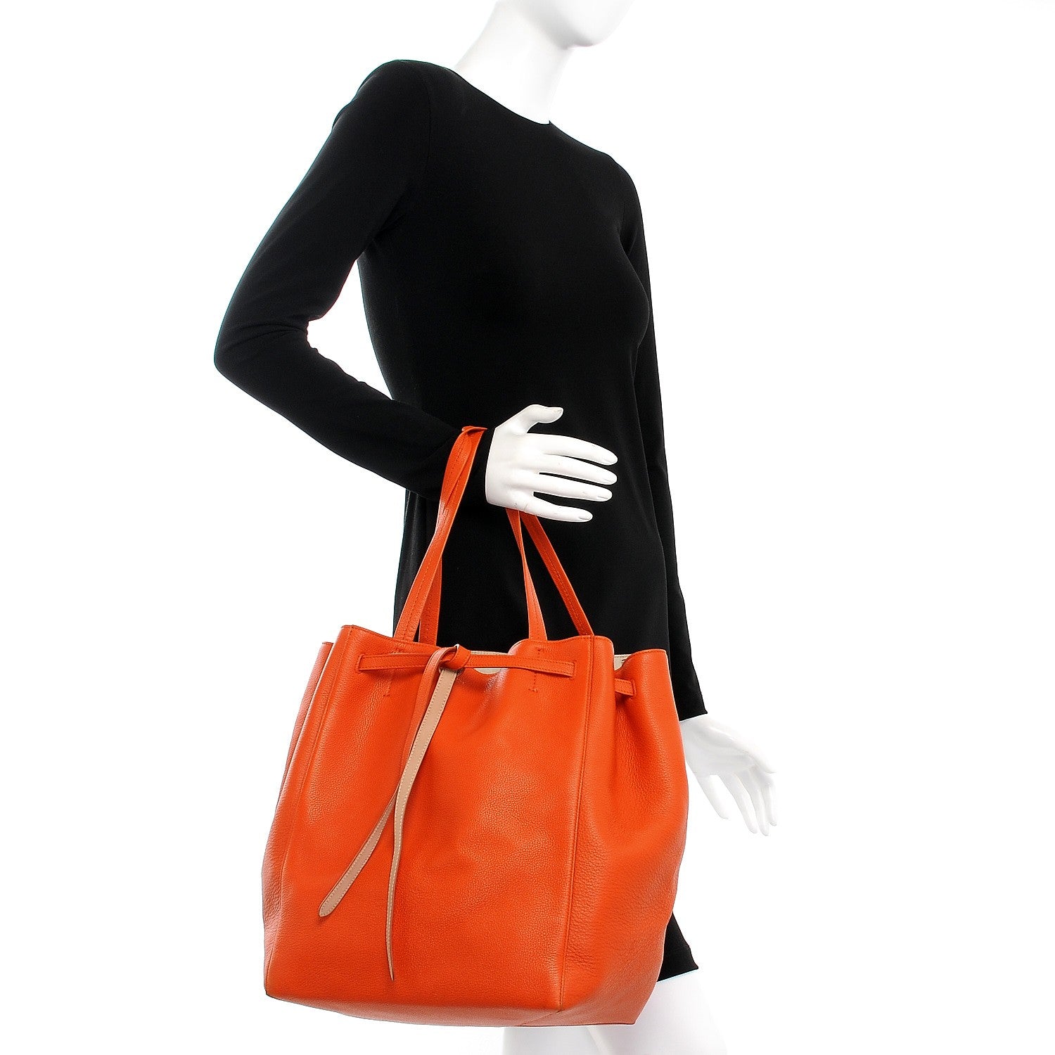 Celine Soft Grained Calfskin Medium Belt Cabas Phantom Orange 2 of 12