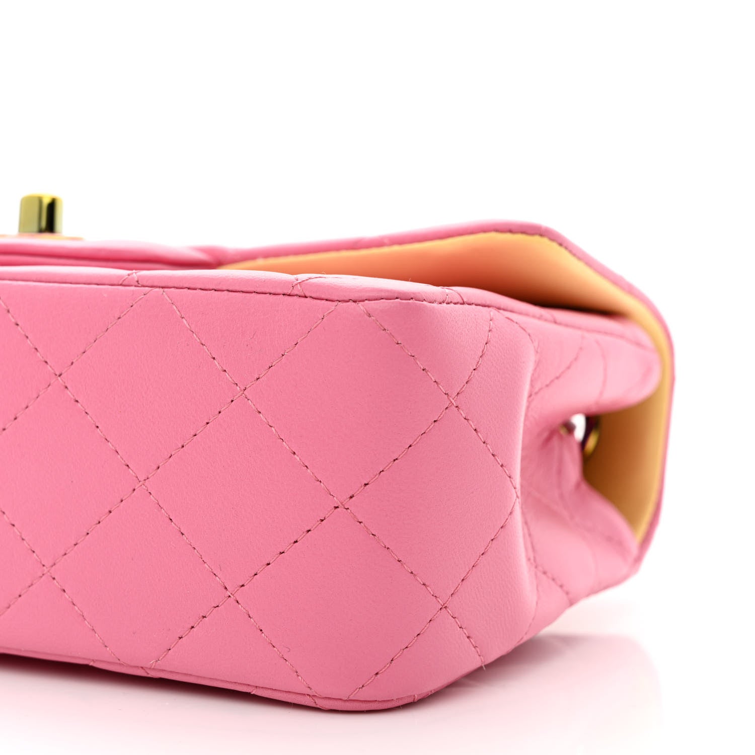 Chanel Lambskin Quilted Mini Rectangular Flap Pink Yellow 10 of 10