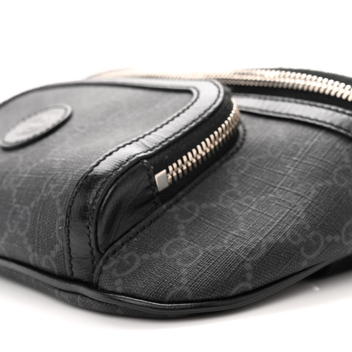 Gucci GG Supreme Monogram Textured Calfskin Retro Interlocking G Belt Bag Black 10 of 14