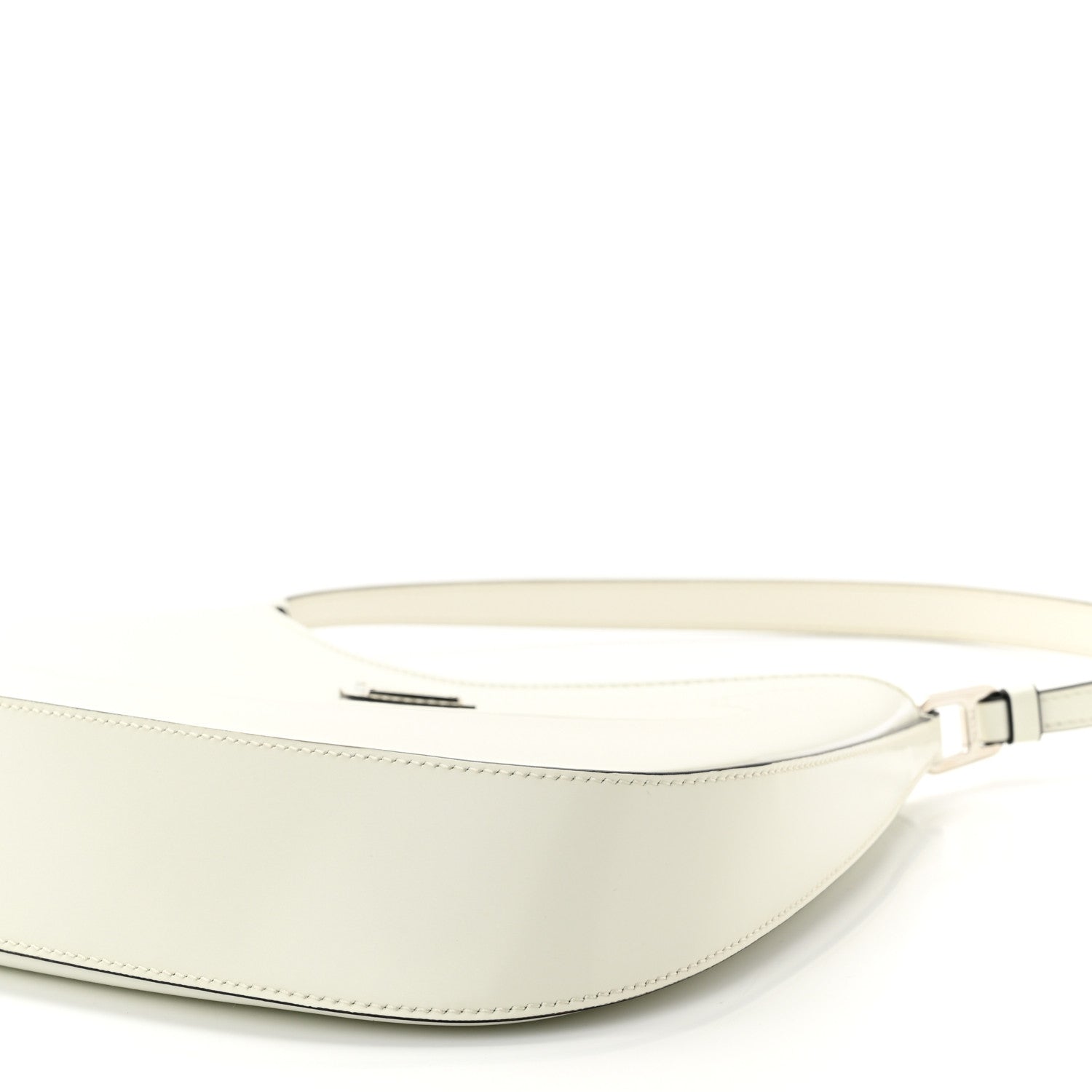 Prada Spazzolato Cleo Shoulder Bag White Black 9 of 9