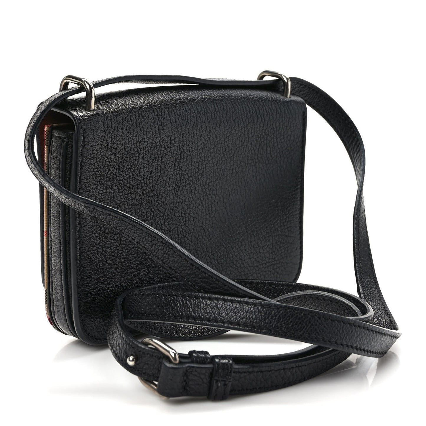 Goatskin Vintage Check Mini D-Ring Bag Black