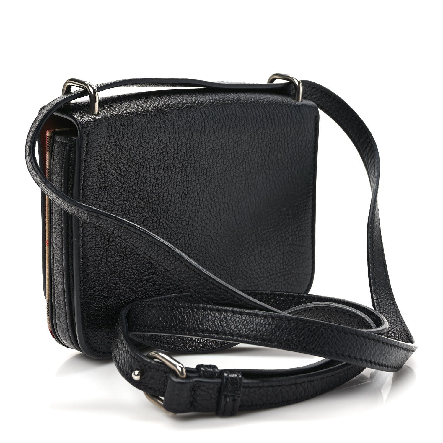 Burberry Goatskin Vintage Check Mini D-Ring Bag Black 3 of 8