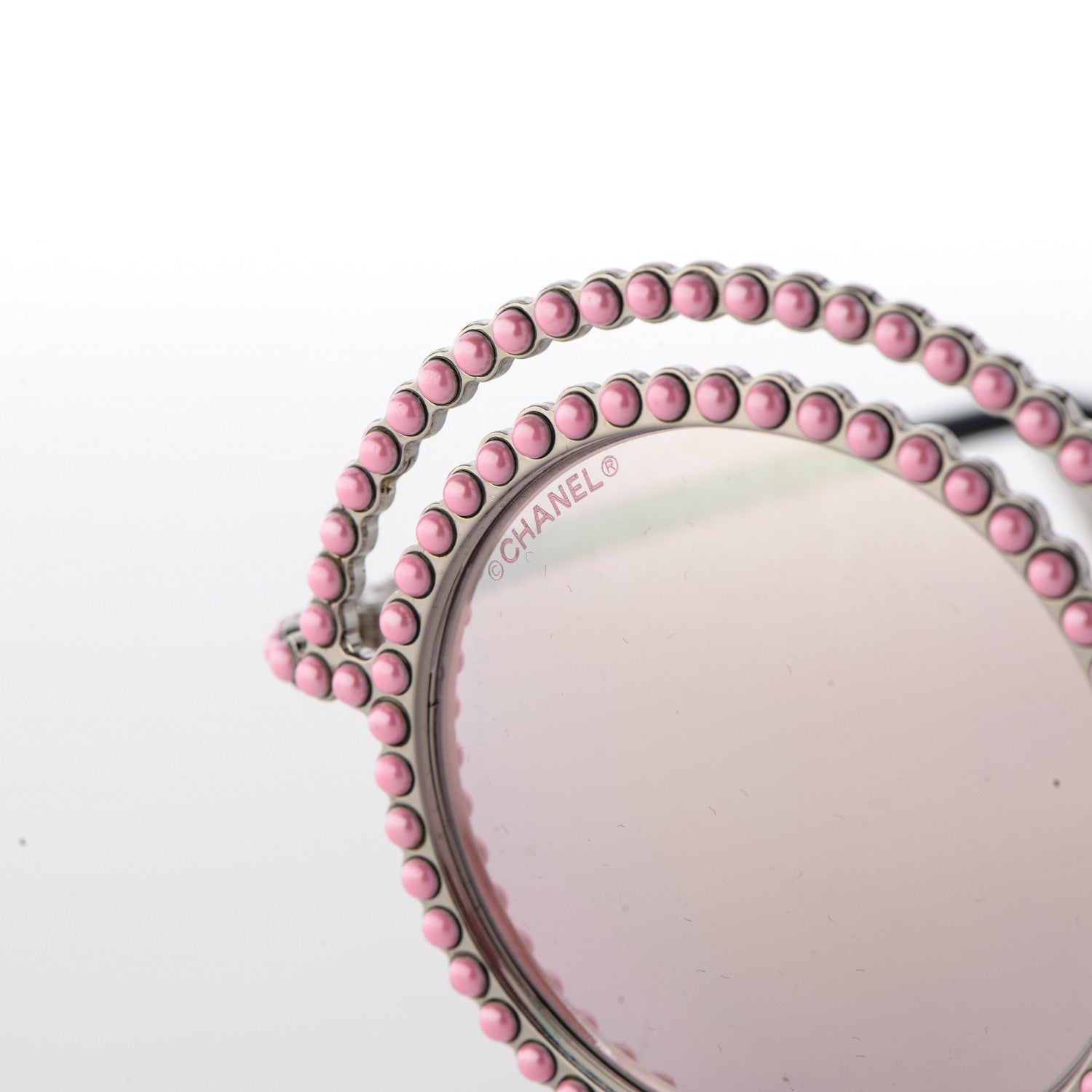 Chanel Pearl Round Sunglasses 71139 Silver Pink 7 of 9