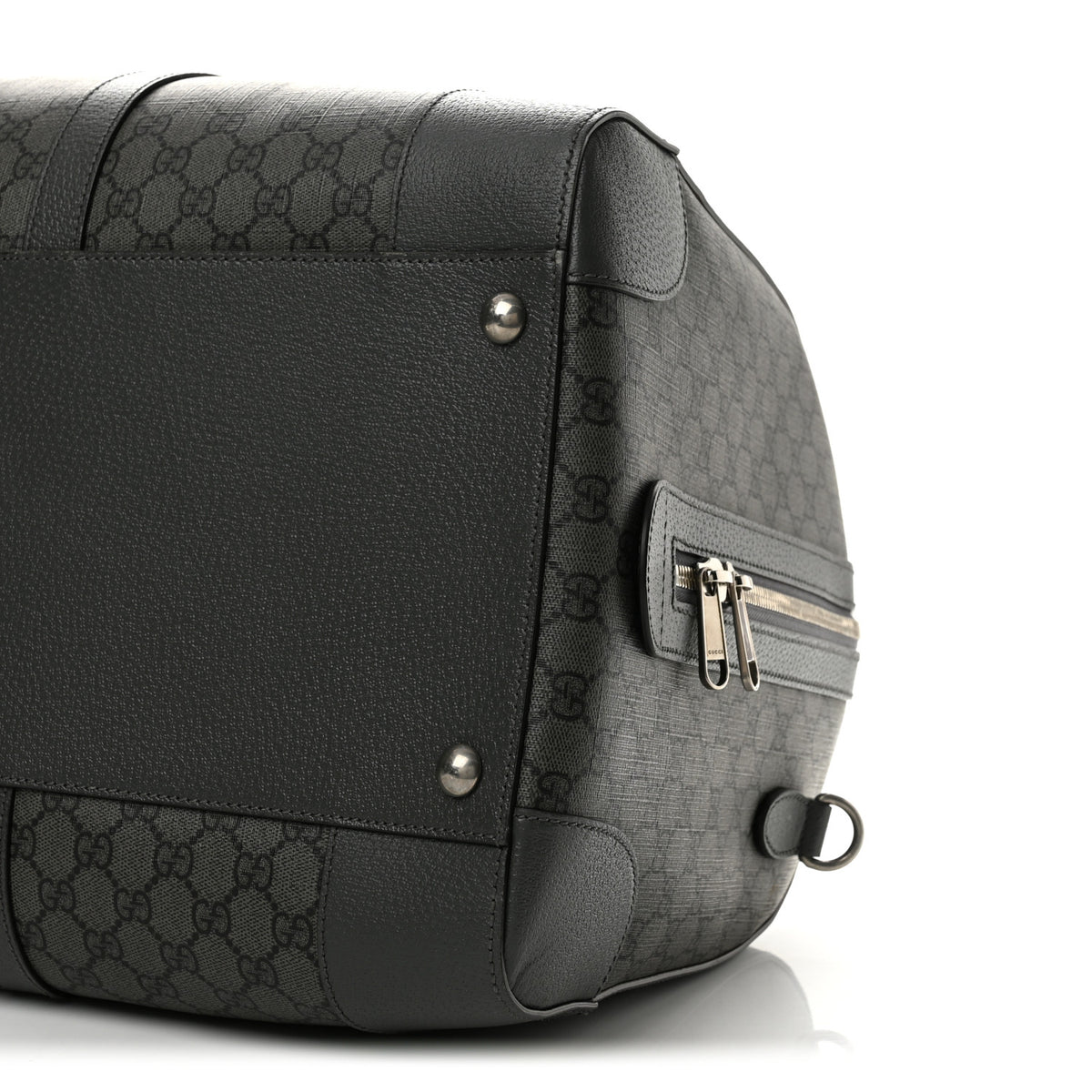 GG Supreme Monogram Textured Dollar Calfskin Large Savoy Duffle Bag Grey Black Graphite Grey