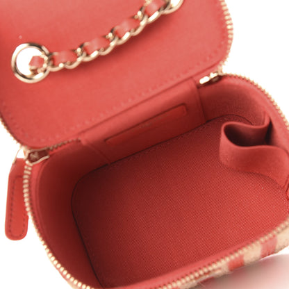 Chanel Raffia Jute Striped Mini Vanity Case With Chain Red Beige 5 of 11