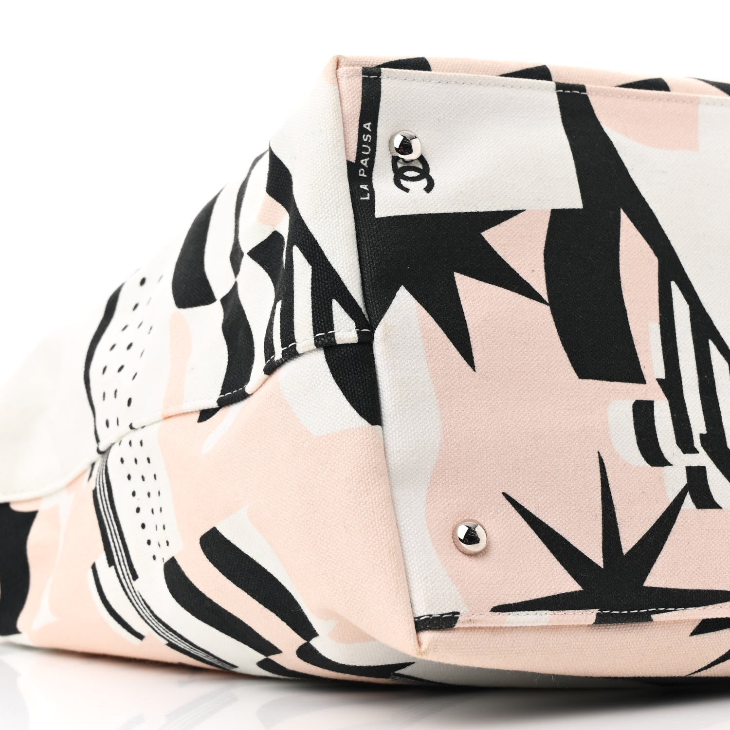 Chanel Canvas Cruise Print Tote Pink White Black 9 of 10