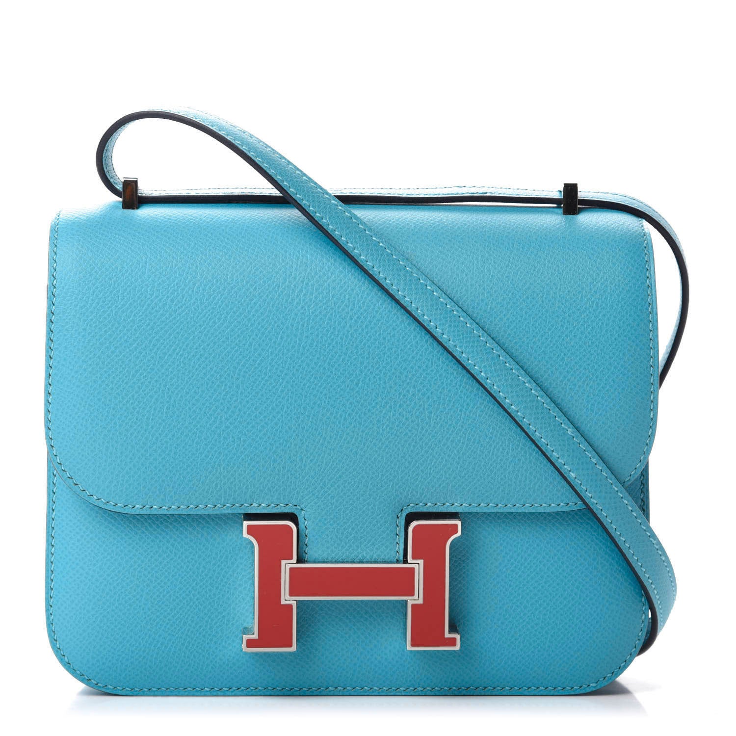 Hermes Epsom Constance 18 Bleu Du Nord Rouge De Coeur 1 of 11