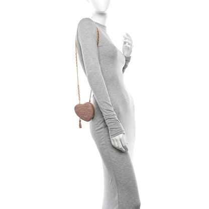 Christian Dior Calfskin Cannage Dioramour Caro Heart Pouch With Chain Rose Des Vents 2 of 12