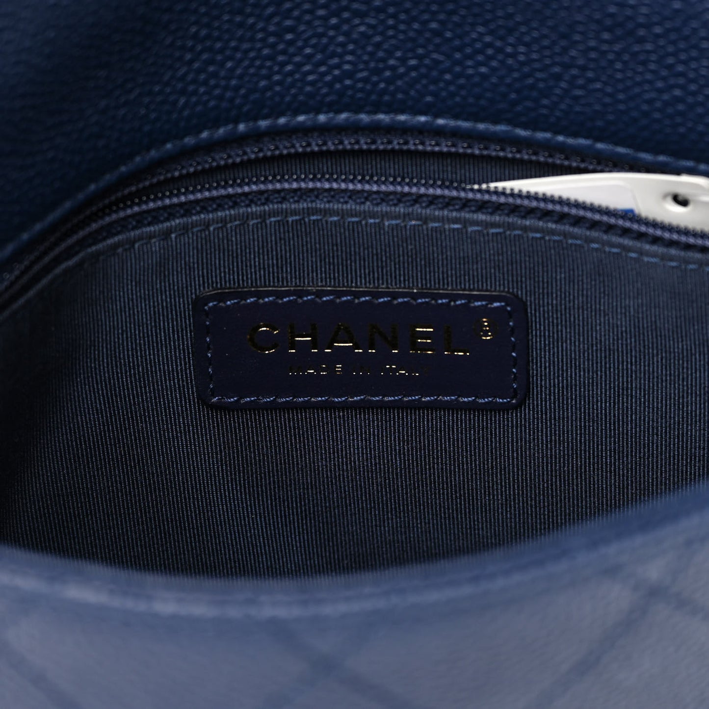 Caviar Quilted Small City Walk Flap Navy Blue