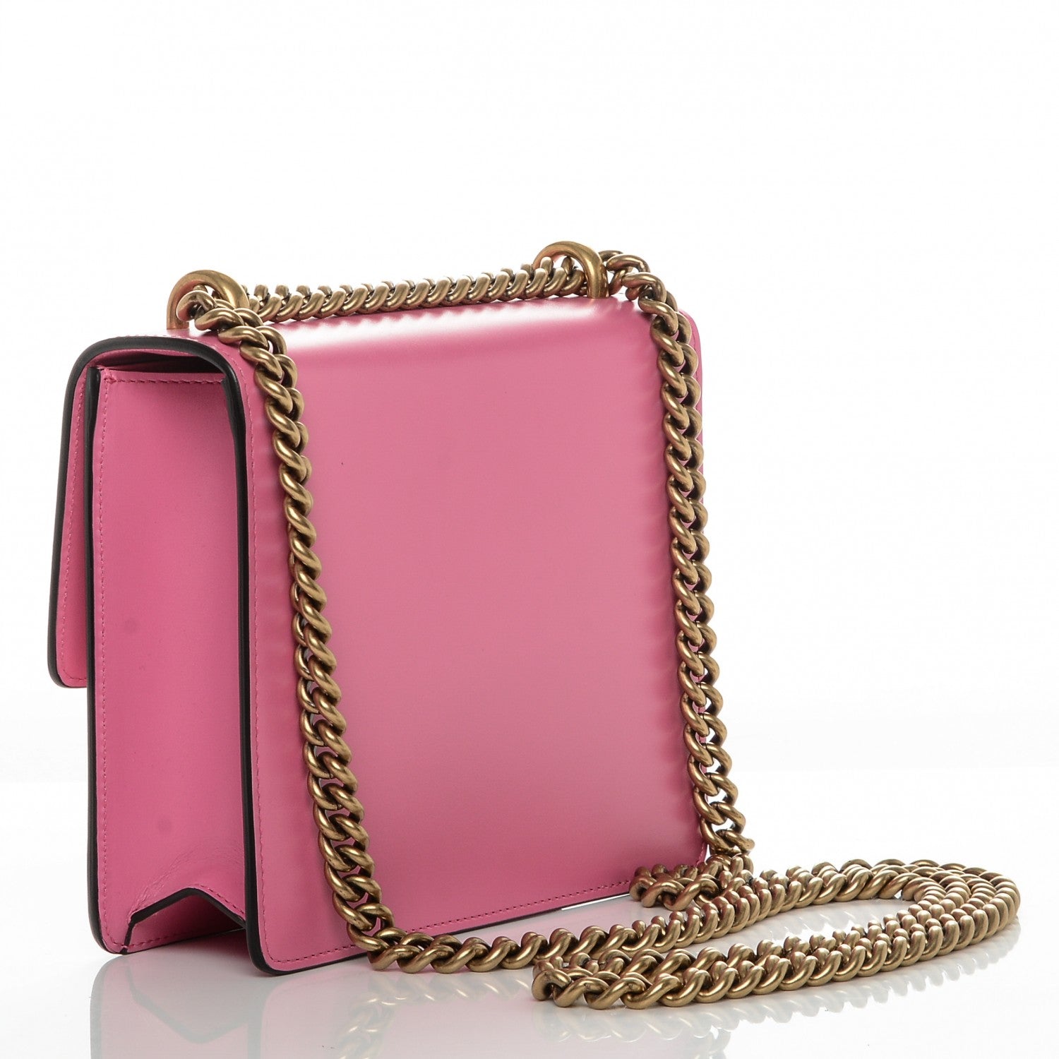 Gucci Knight Calfskin Small GG Marmont Chain Handle Bag Pink Tropical Flower 3 of 7