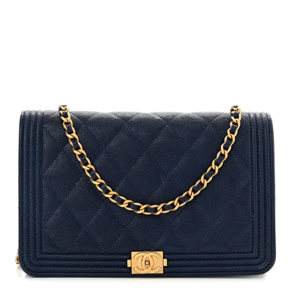 Chanel Caviar Quilted Boy Wallet On Chain WOC Navy 1 of 13