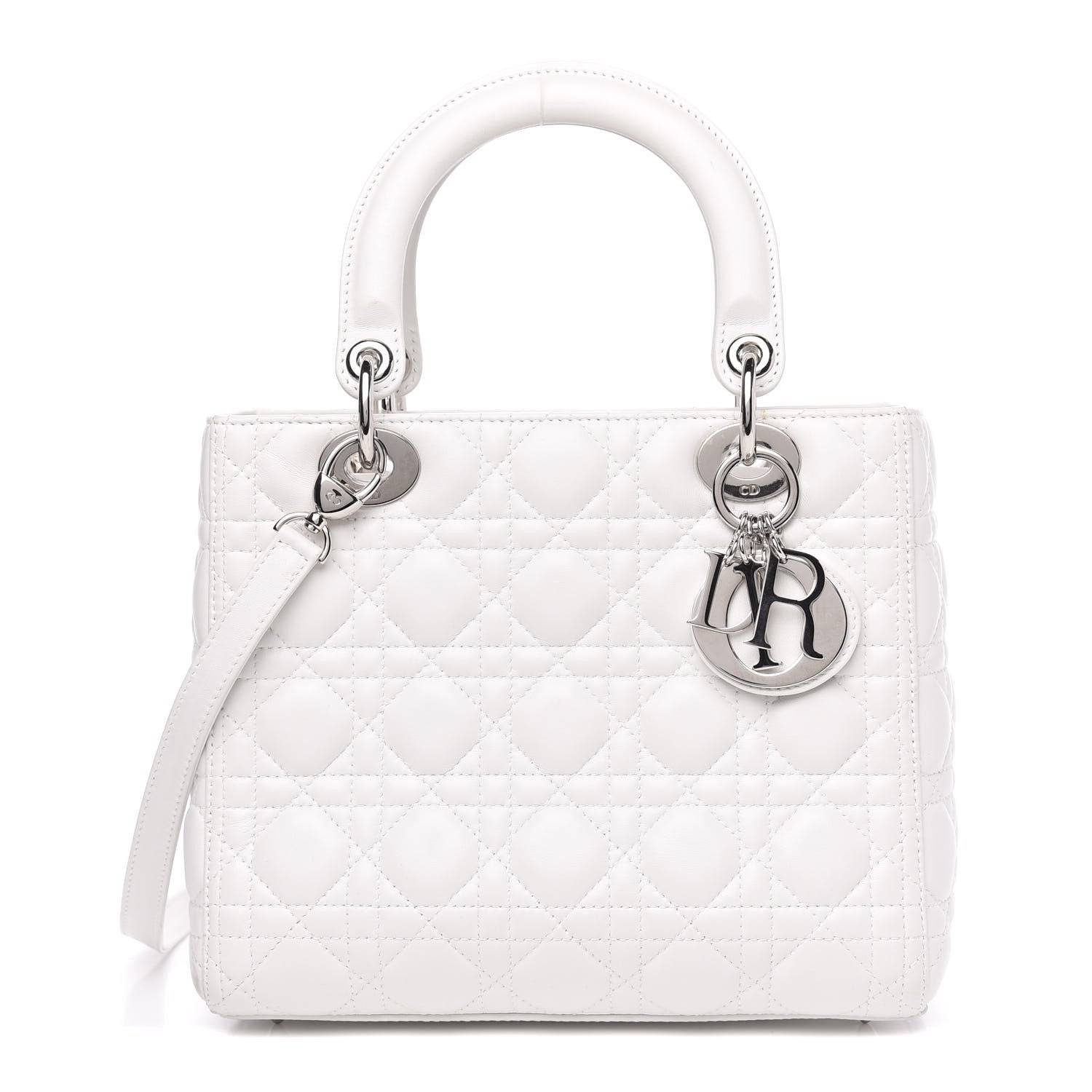 Christian Dior Lambskin Cannage Medium Lady Dior White 1 of 11