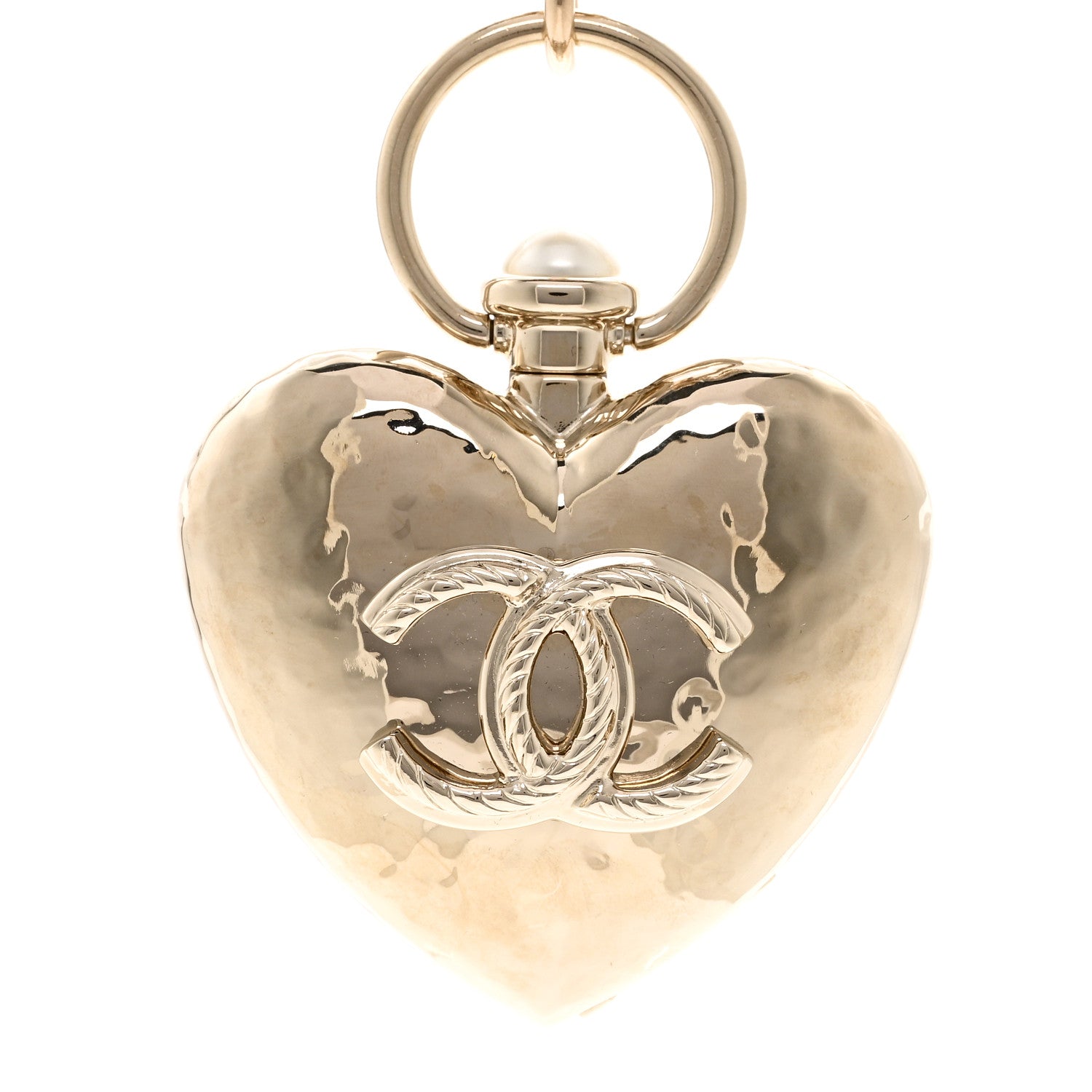 Chanel Metal CC Heart Locket Necklace Gold 4 of 6