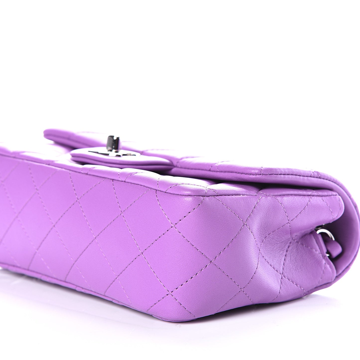 Lambskin Quilted Mini Rectangular Flap Purple