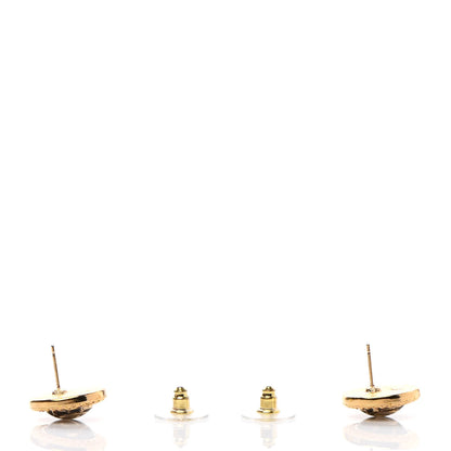 Chanel Resin CC Chain Round Earrings Gold Black 3 of 4