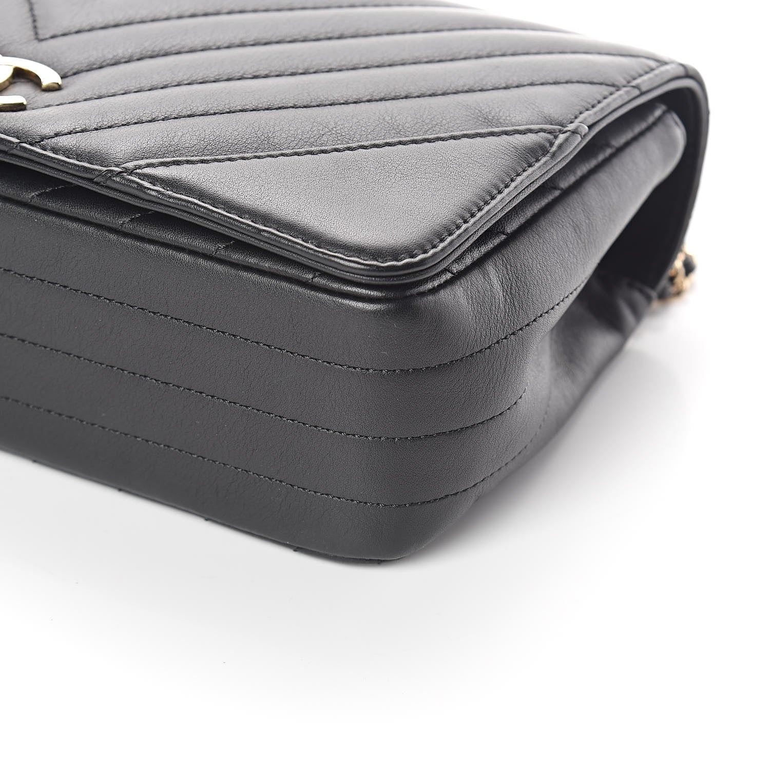 Chanel Calfskin Chevron Quilted Statement Flap Black 10 of 10