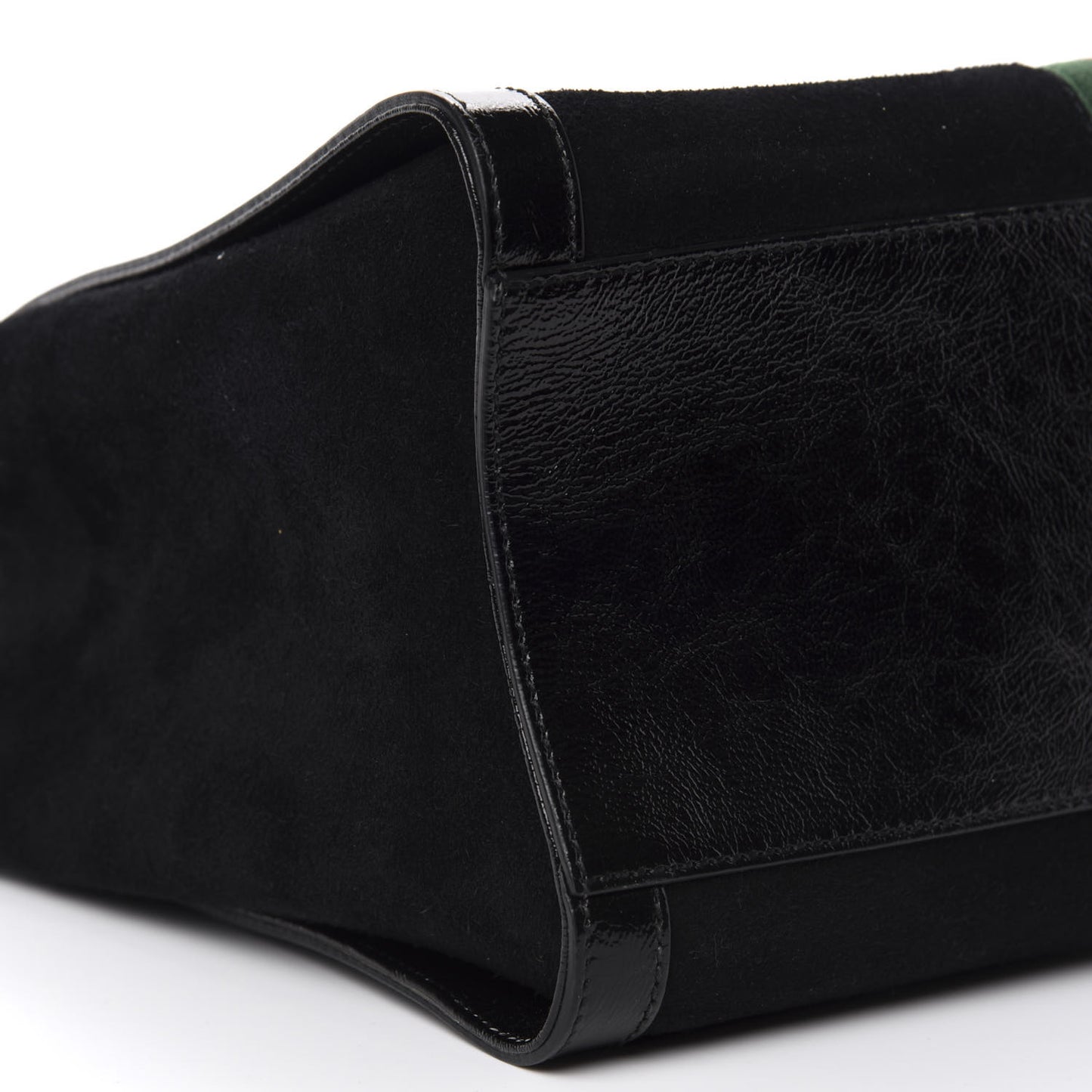 Suede Patent GG Web Medium Ophidia Tote Bag Black