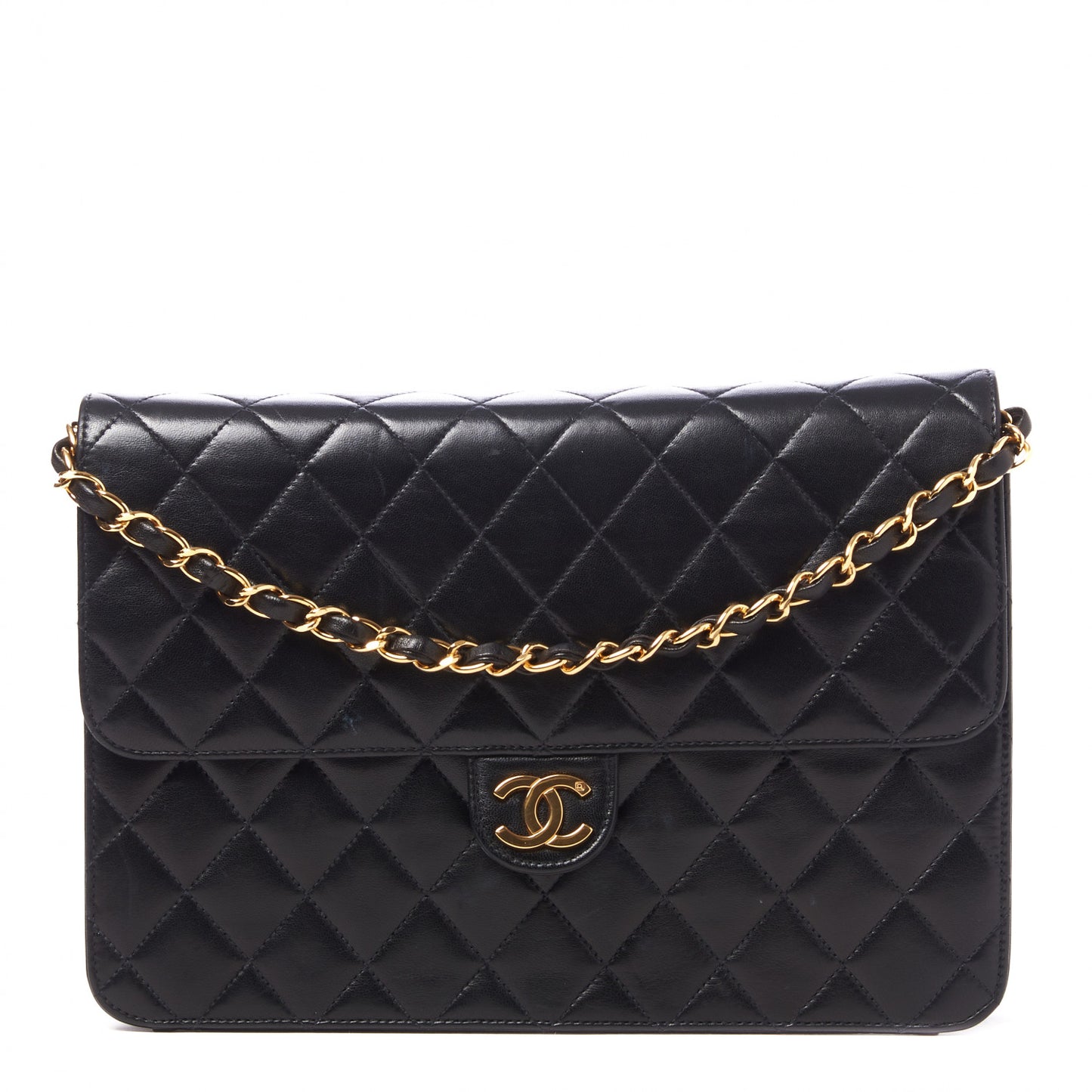 Lambskin Quilted Medium Single Flap Black