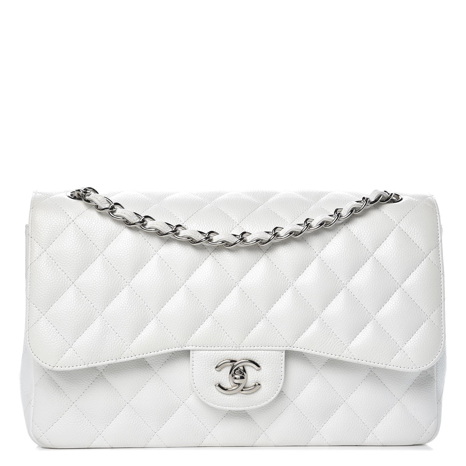 Chanel Caviar Quilted Jumbo Double Flap White 1 of 10