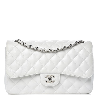 Chanel Caviar Quilted Jumbo Double Flap White 1 of 10