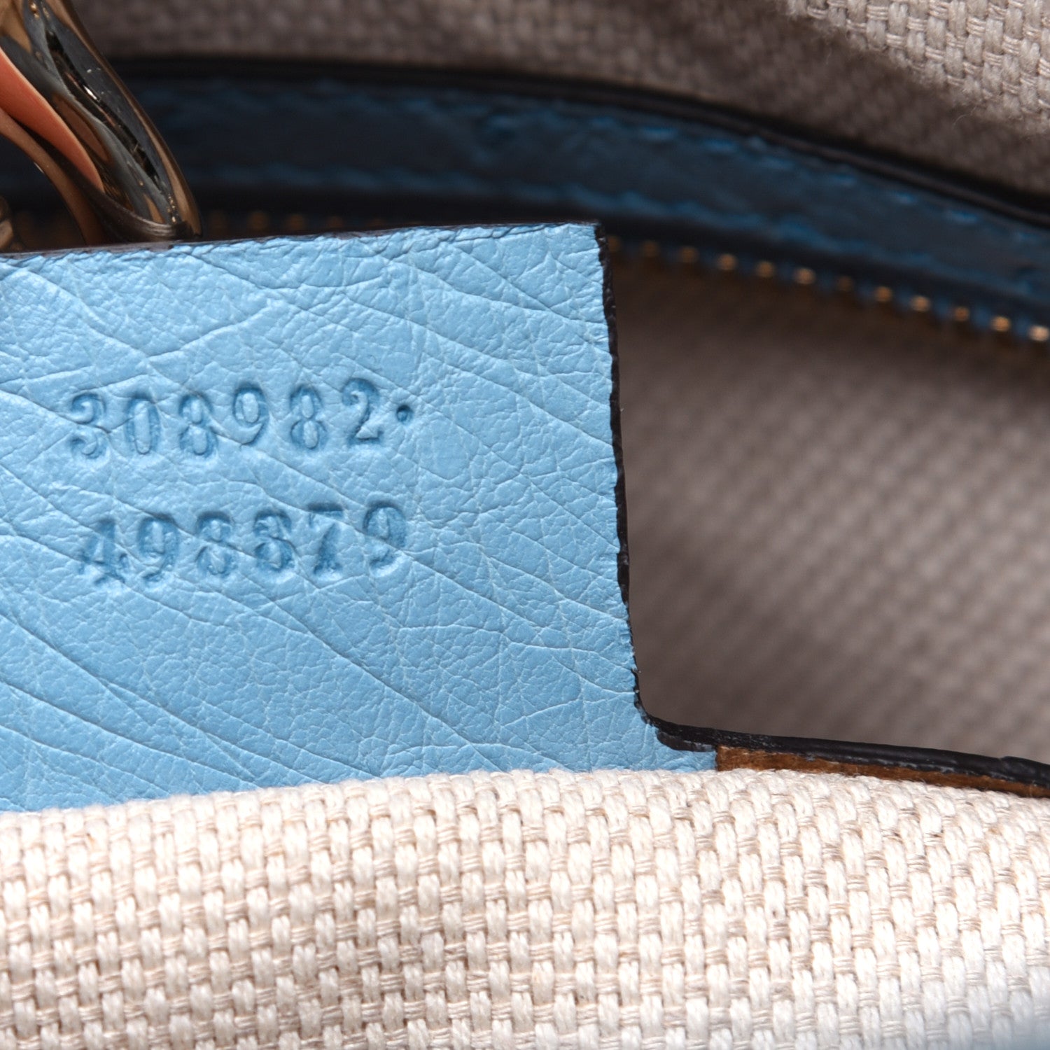 Gucci Ostrich Medium Soho Chain Shoulder Bag Light Blue 9 of 17