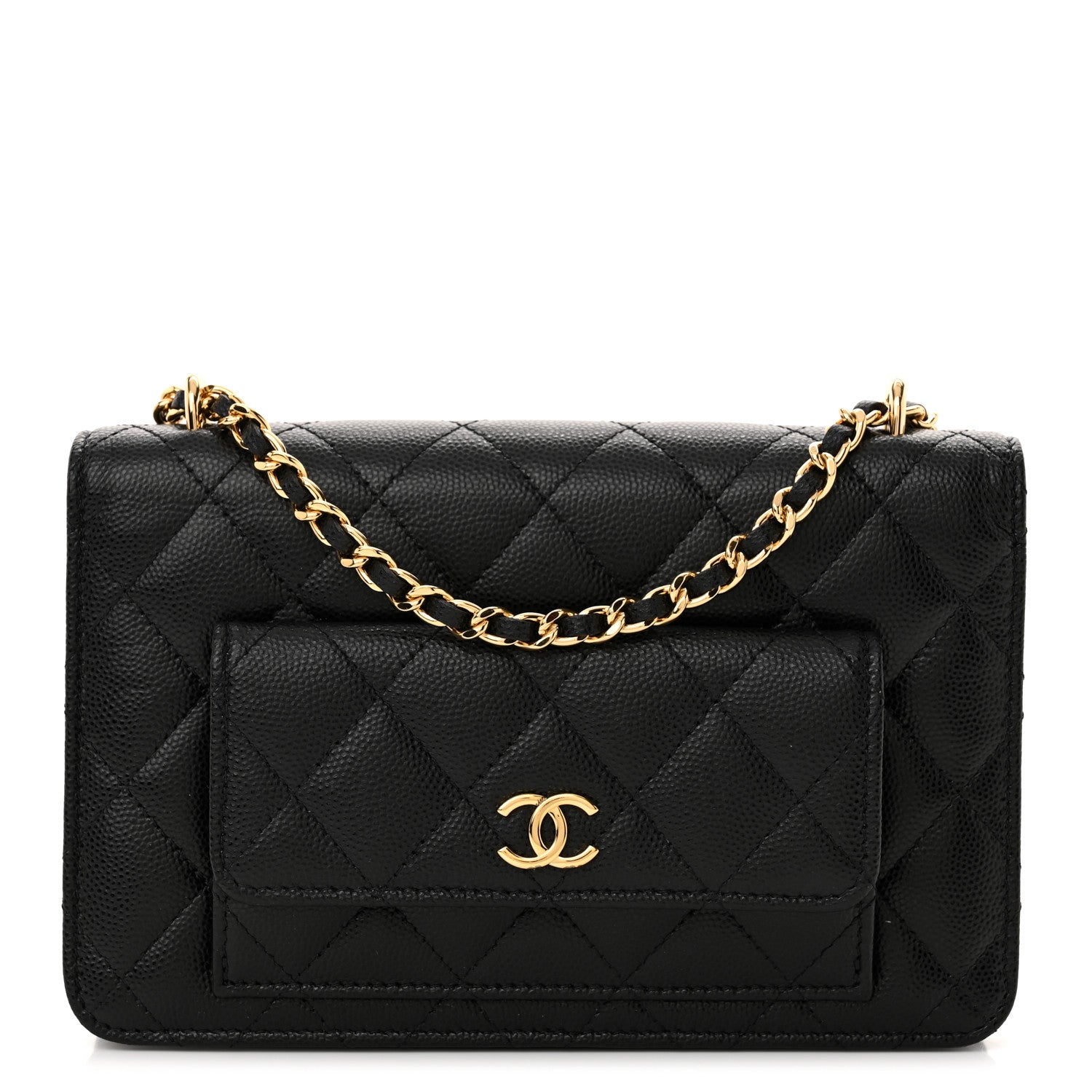 Chanel Caviar Quilted Pocket Clutch With Chain WOC Black 1 of 13