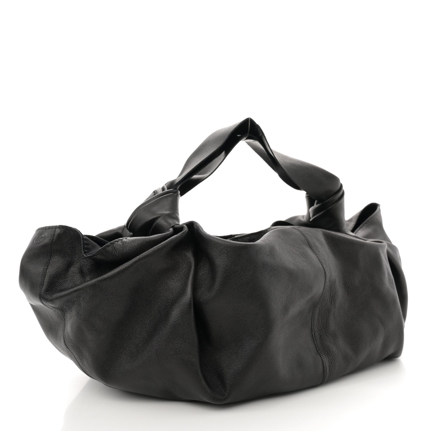 Polished Saddle Calfskin Small Ascot Bag Black