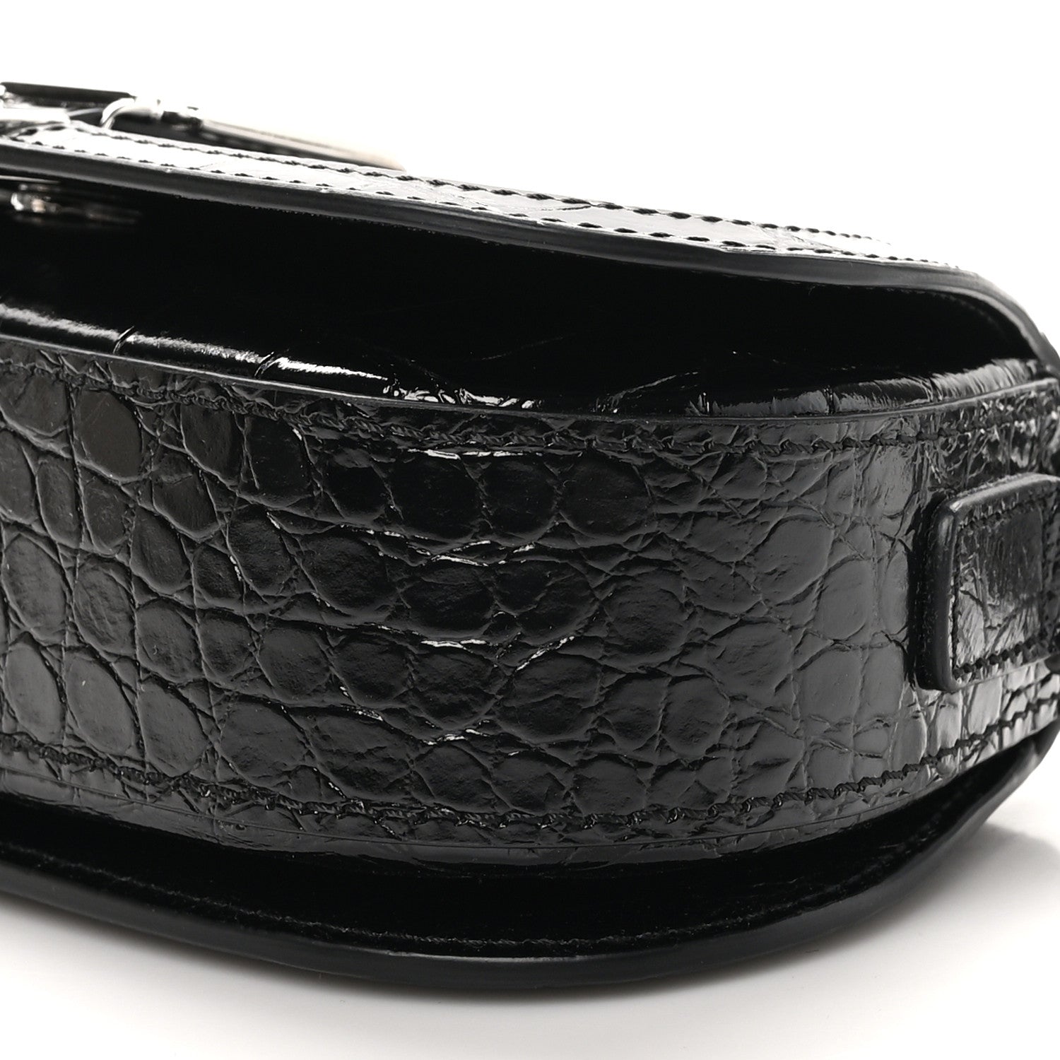 Versace Calfskin Crocodile Embossed Greca Goddess Mini Shoulder Bag Black 9 of 9