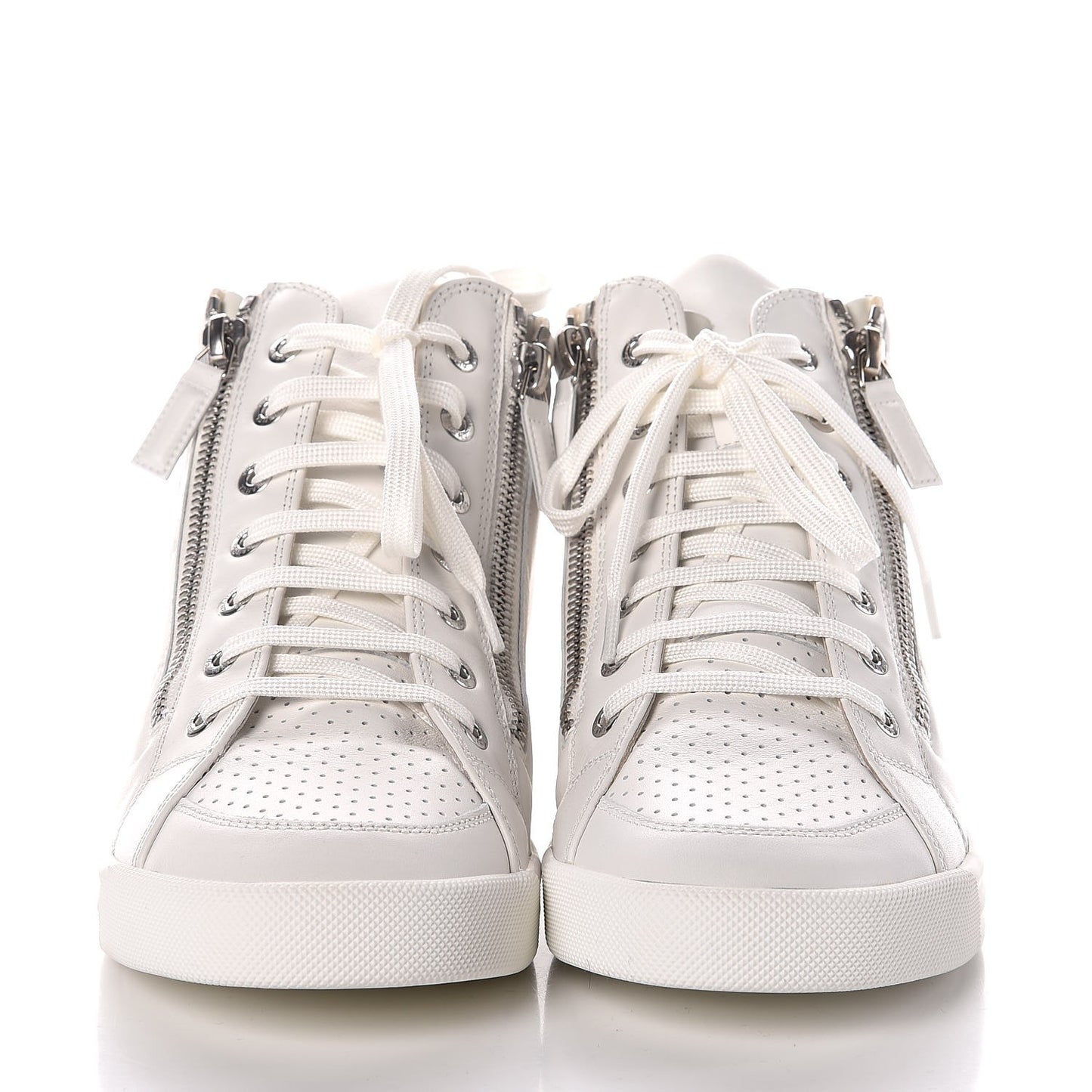 Calfskin High Top CC Sneakers 39 White