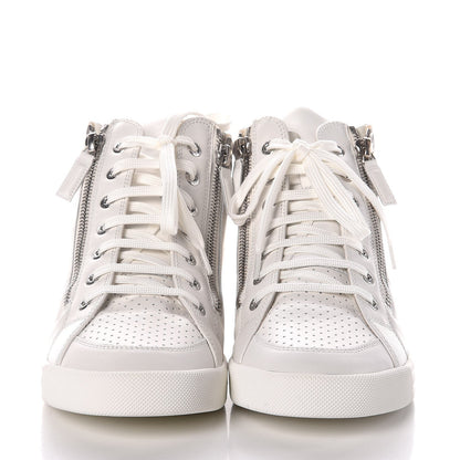 Chanel Calfskin High Top CC Sneakers 39 White 4 of 8
