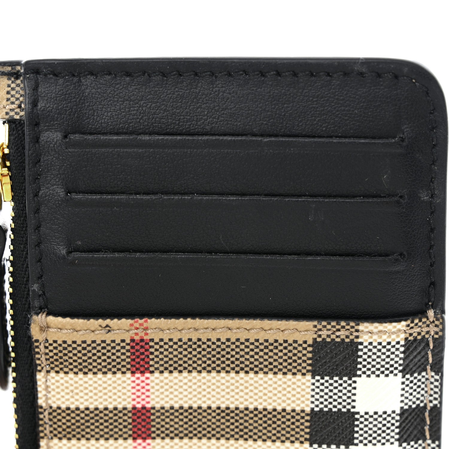 Burberry Check Calfskin Zip Card Case Holder Black 9 of 10