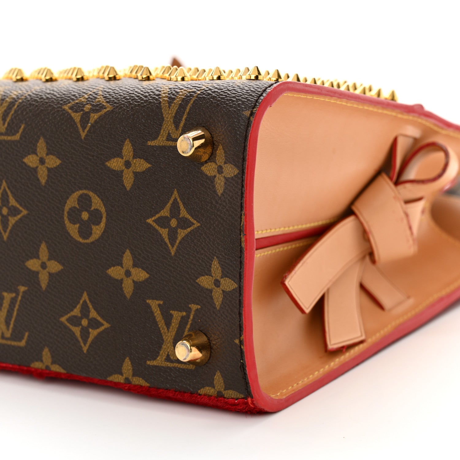 Louis Vuitton Monogram Calf Hair Spikes Iconoclasts Christian Louboutin Tote Red 9 of 13