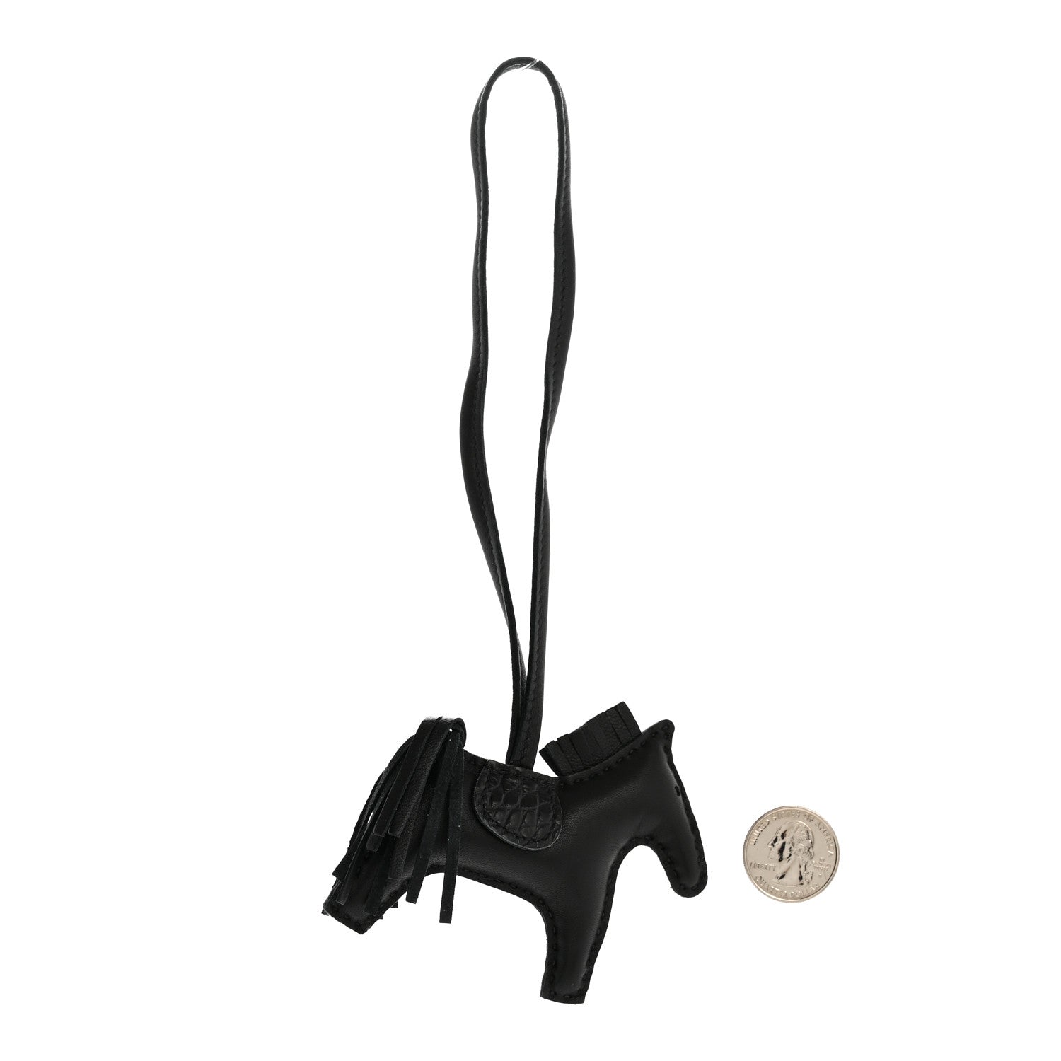 Hermes Milo Lambskin Matte Alligator Touch Grigri Rodeo Horse Bag Charm PM So Black 2 of 5