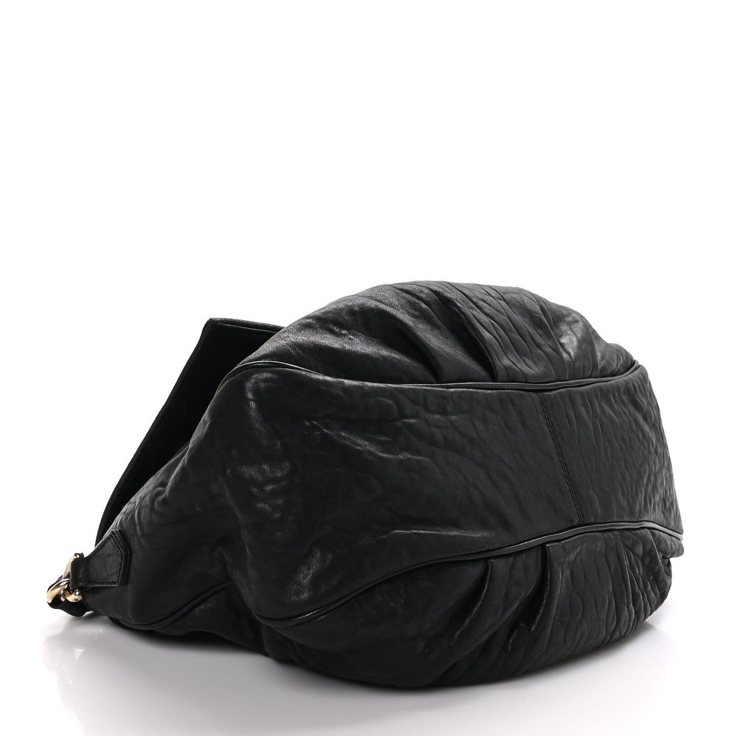 Crinkled Lambskin Mia Shoulder Flap Black