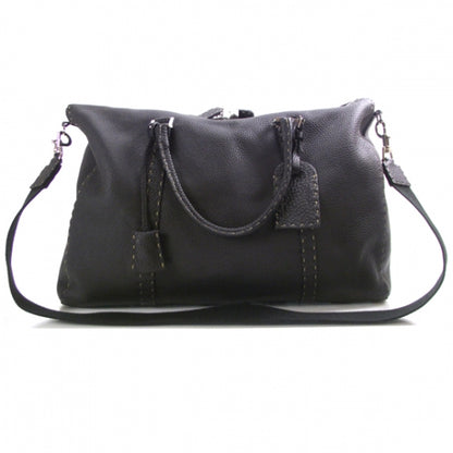 Fendi Calfskin Romano Selleria Boston Travel Bag Black 1 of 14