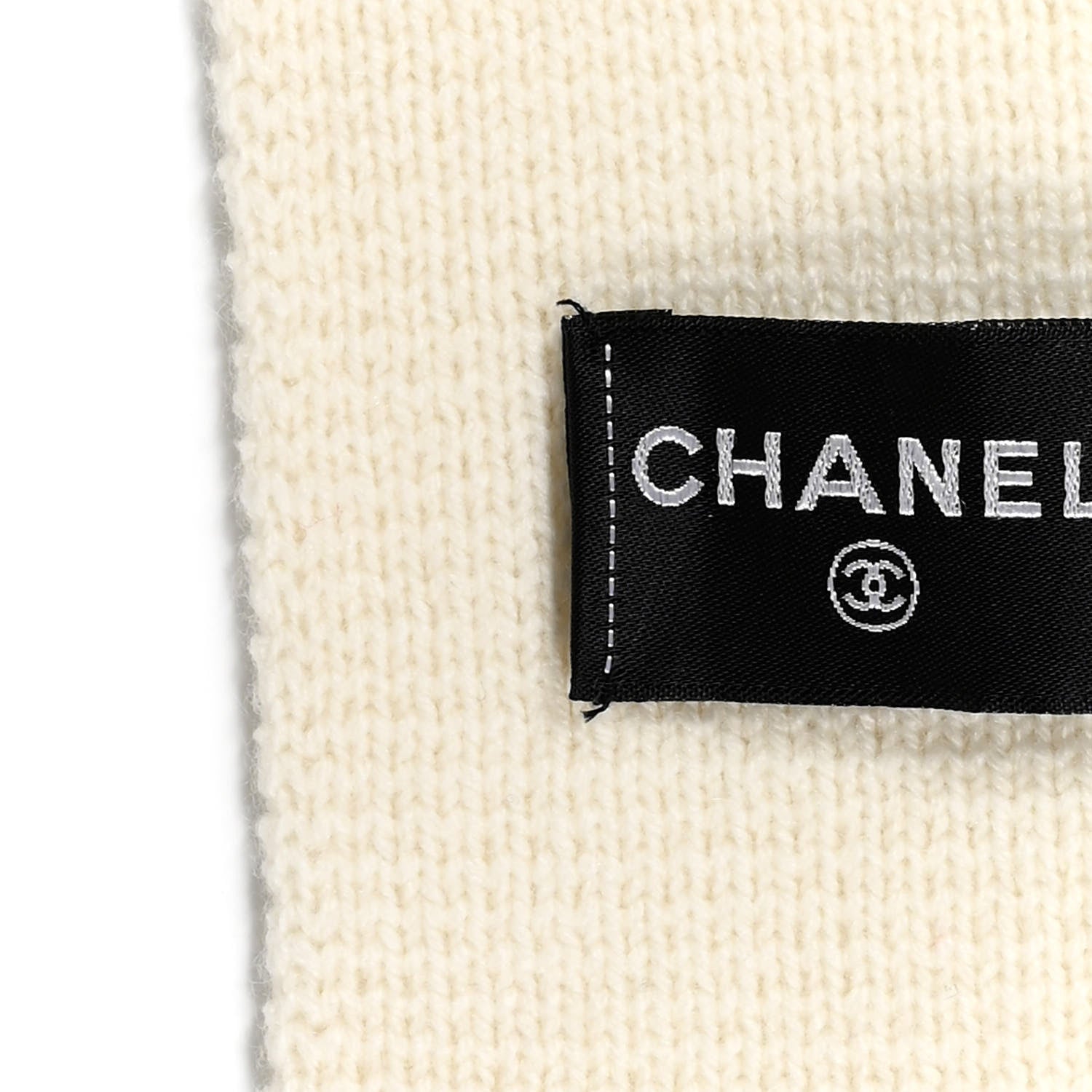Chanel Cashmere Crystal CC Scarf Ivory 5 of 5