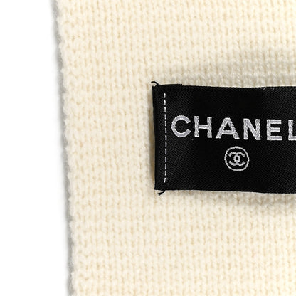 Chanel Cashmere Crystal CC Scarf Ivory 5 of 5