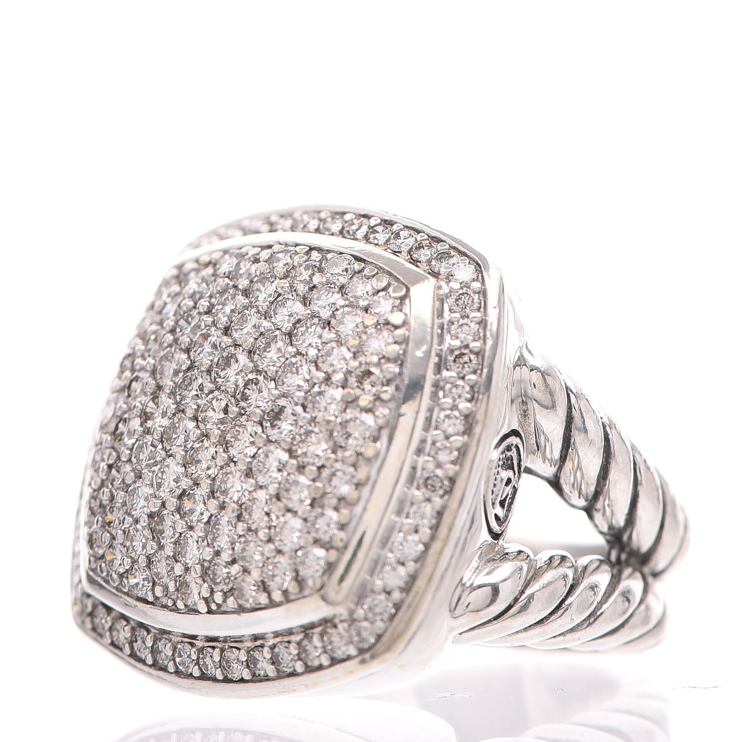 David Yurman Sterling Silver Diamond 17mm Albion Pave Ring 51 5.75 3 of 7