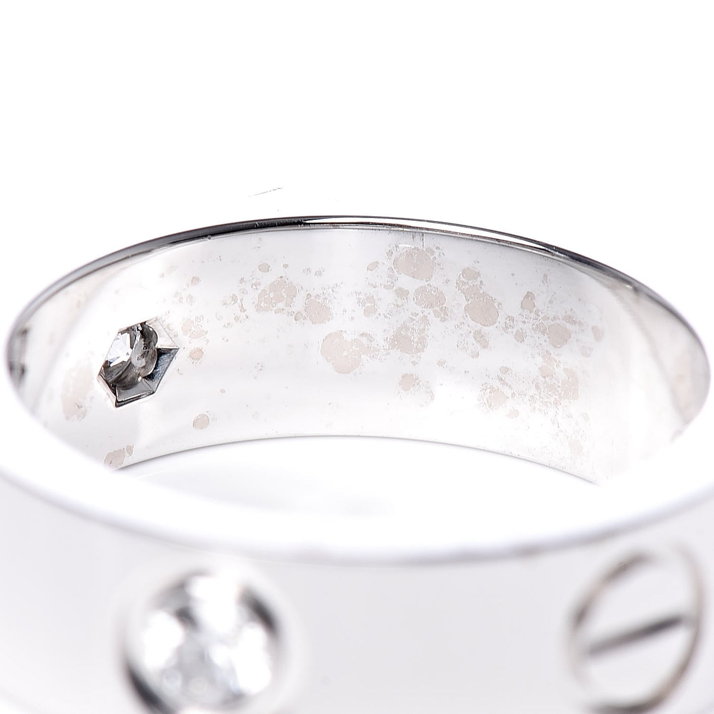 18K White Gold 3 Diamond 5.5mm LOVE Ring 48 4.5