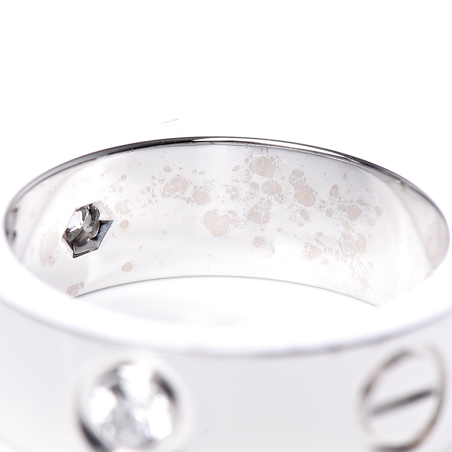 Cartier 18K White Gold 3 Diamond 5.5mm LOVE Ring 48 4.5 6 of 7