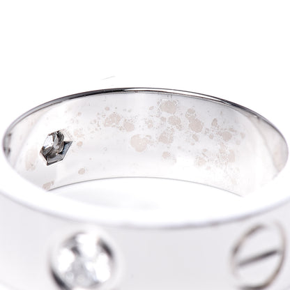 Cartier 18K White Gold 3 Diamond 5.5mm LOVE Ring 48 4.5 6 of 7