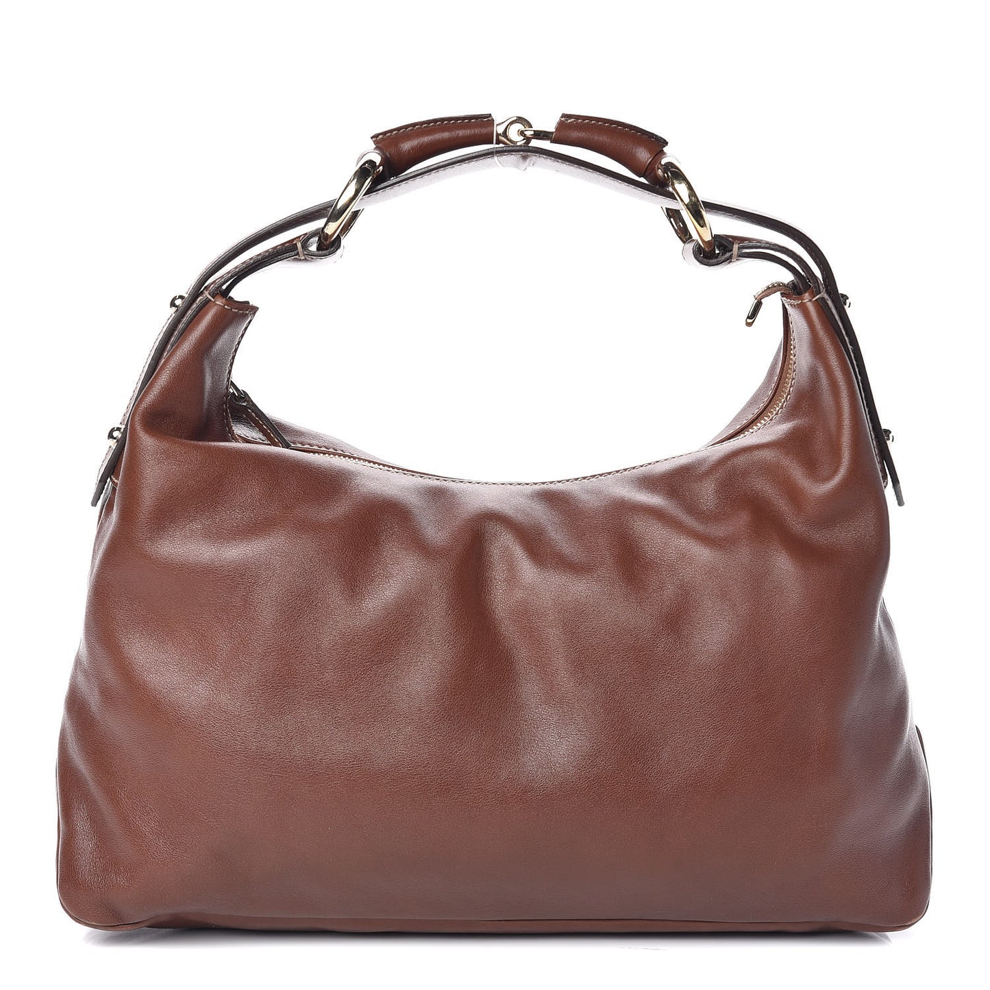 Calfskin Medium Horsebit Chain Hobo Brown