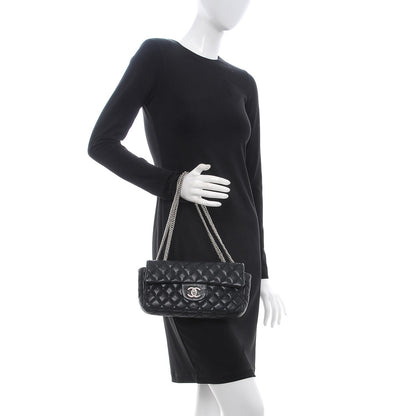 Chanel Lambskin Quilted East West Flap Bijoux Chain Black 2 of 7