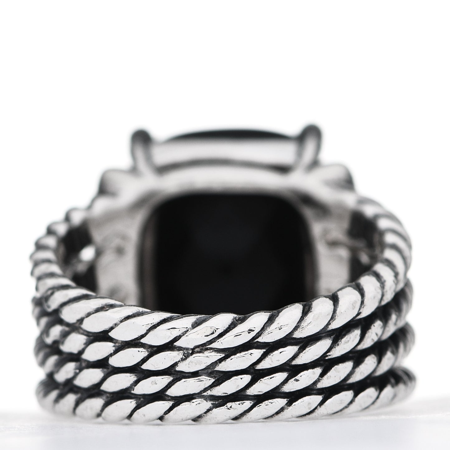 Sterling Silver Diamond Black Onyx 16mm Wheaton Ring 52 6