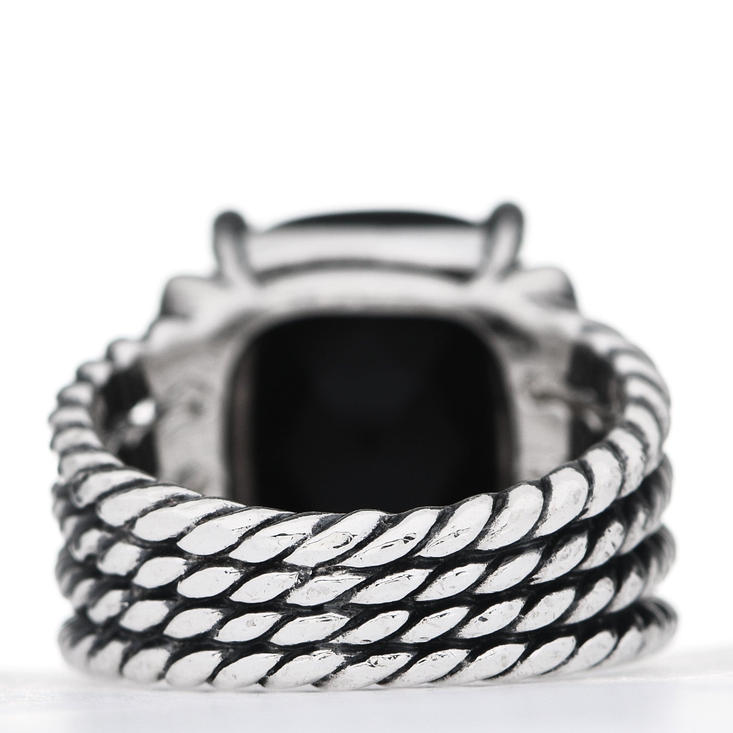 David Yurman Sterling Silver Diamond Black Onyx 16mm Wheaton Ring 52 6 4 of 5